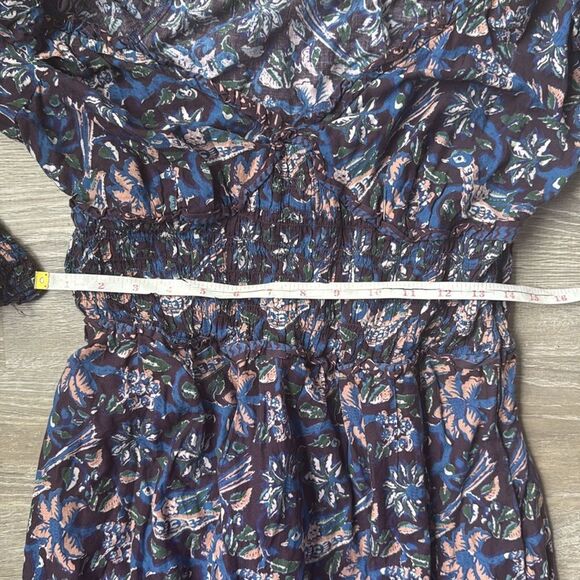 SEA Noah Print Smocked Maxi Dress In Navy 14 - Picture 14 of 16